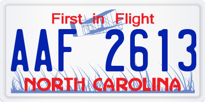 NC license plate AAF2613