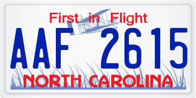 NC license plate AAF2615