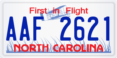 NC license plate AAF2621