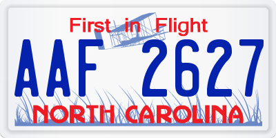 NC license plate AAF2627