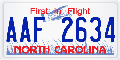 NC license plate AAF2634