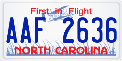 NC license plate AAF2636