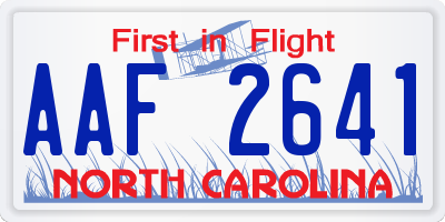 NC license plate AAF2641