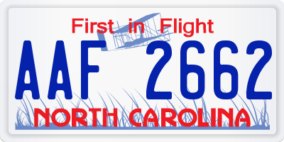 NC license plate AAF2662