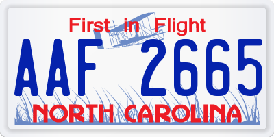 NC license plate AAF2665
