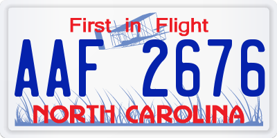 NC license plate AAF2676