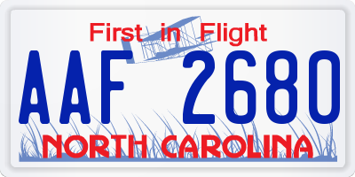 NC license plate AAF2680