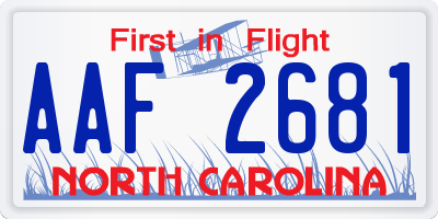 NC license plate AAF2681