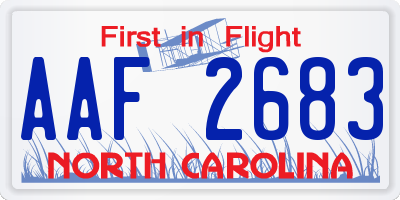 NC license plate AAF2683