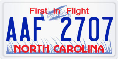 NC license plate AAF2707