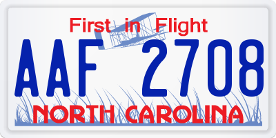 NC license plate AAF2708