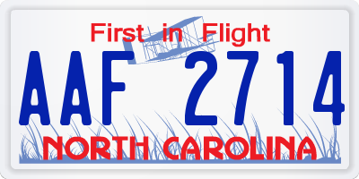 NC license plate AAF2714