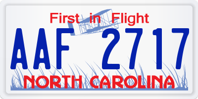 NC license plate AAF2717