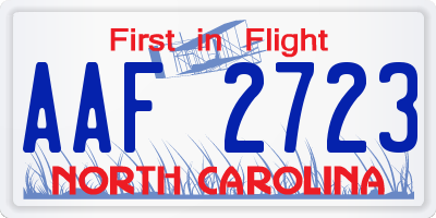 NC license plate AAF2723