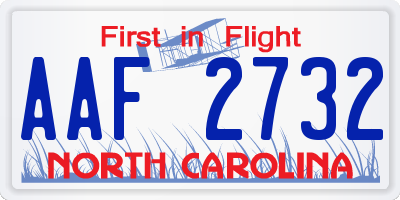 NC license plate AAF2732