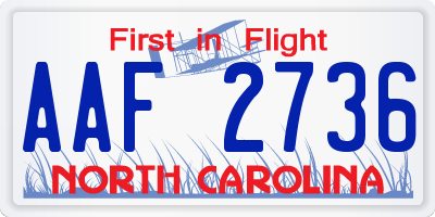 NC license plate AAF2736