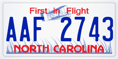 NC license plate AAF2743