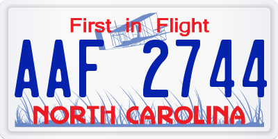 NC license plate AAF2744