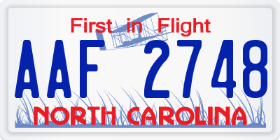 NC license plate AAF2748