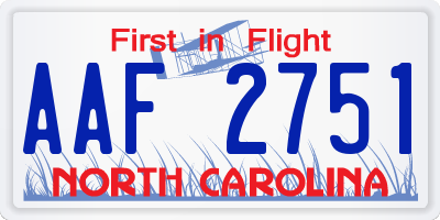 NC license plate AAF2751