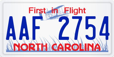 NC license plate AAF2754