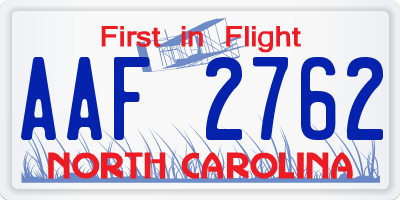 NC license plate AAF2762