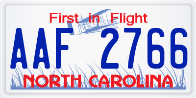 NC license plate AAF2766