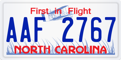 NC license plate AAF2767