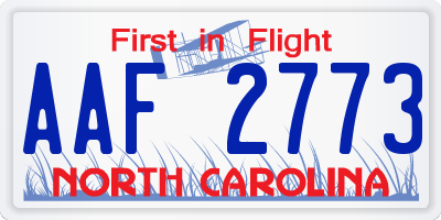 NC license plate AAF2773