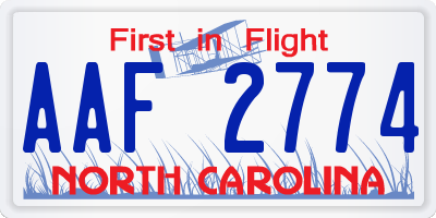 NC license plate AAF2774