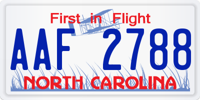 NC license plate AAF2788