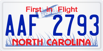 NC license plate AAF2793