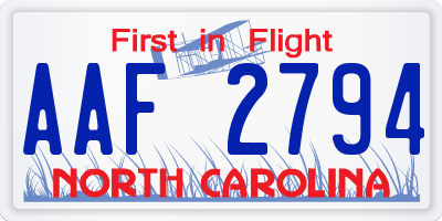 NC license plate AAF2794