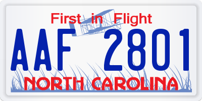 NC license plate AAF2801
