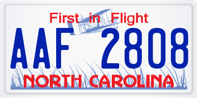 NC license plate AAF2808