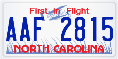 NC license plate AAF2815
