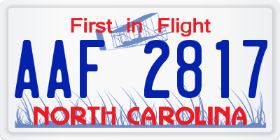 NC license plate AAF2817