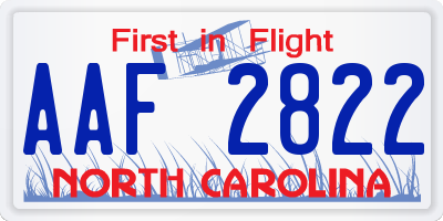 NC license plate AAF2822