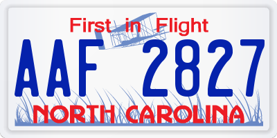 NC license plate AAF2827