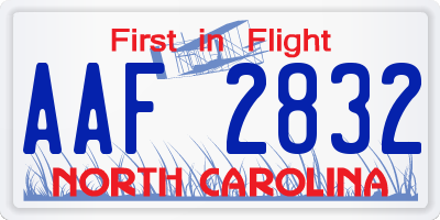NC license plate AAF2832