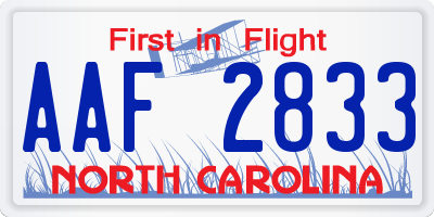 NC license plate AAF2833