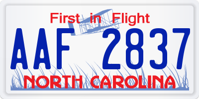 NC license plate AAF2837