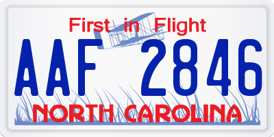 NC license plate AAF2846