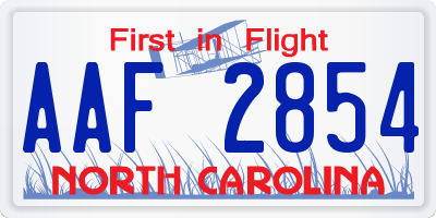 NC license plate AAF2854