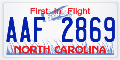NC license plate AAF2869