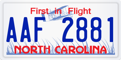 NC license plate AAF2881