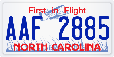 NC license plate AAF2885