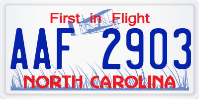 NC license plate AAF2903