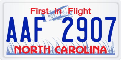 NC license plate AAF2907