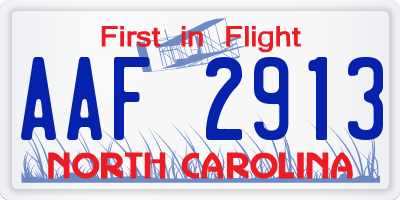 NC license plate AAF2913